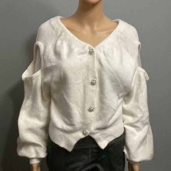 Kuzuwata cropped long sleeve cardigan size M cream - Picture 1 of 8